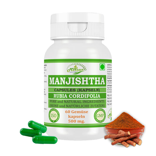 MANJISHTHA CAPSULES (KAPSELN) - RUBIA CORDIFOLIA - 60 Gemüse Kapseln 500 mg. - PURE and NATURAL