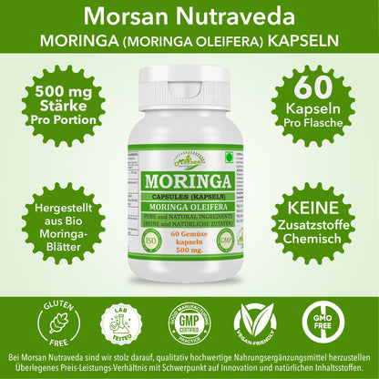 MORINGA-KAPSELN - MORINGA OLEIFERA - 60 Gemüsekapseln 500 mg.