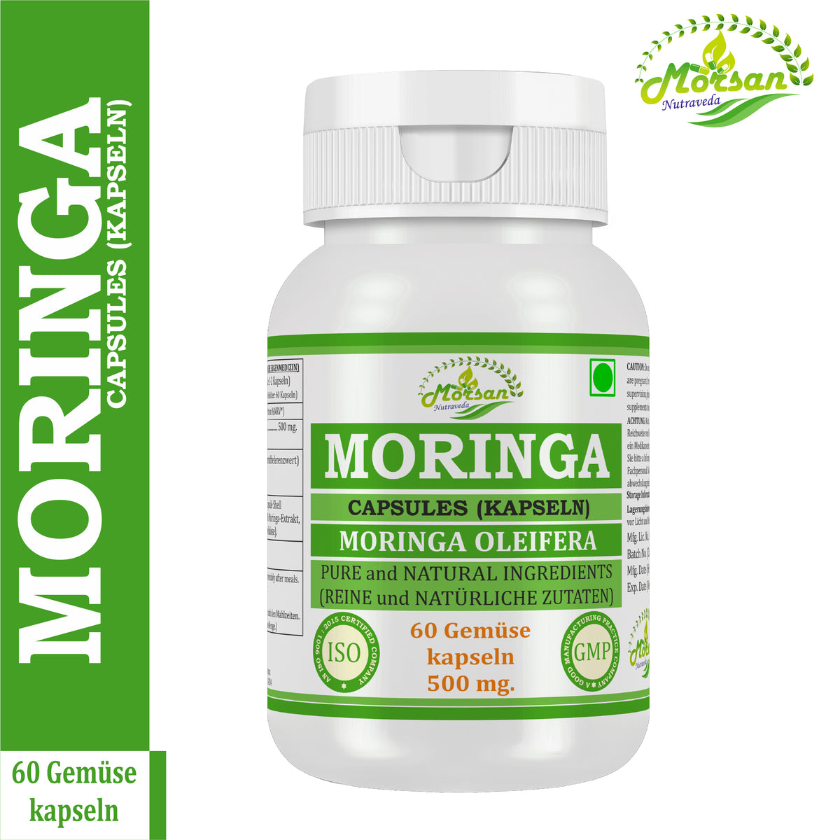 MORINGA-KAPSELN - MORINGA OLEIFERA - 60 Gemüsekapseln 500 mg.