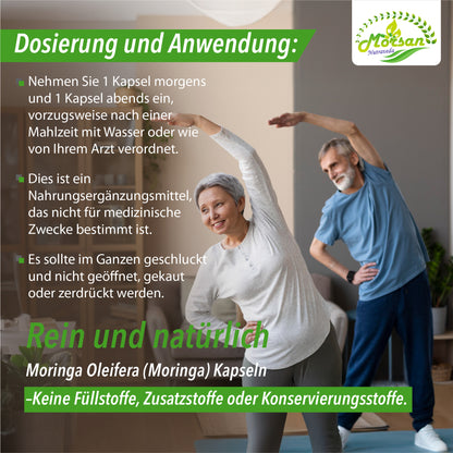 MORINGA-KAPSELN - MORINGA OLEIFERA - 60 Gemüsekapseln 500 mg.
