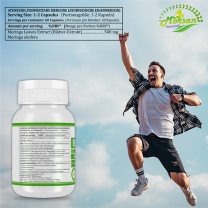 MORINGA-KAPSELN - MORINGA OLEIFERA - 60 Gemüsekapseln 500 mg.
