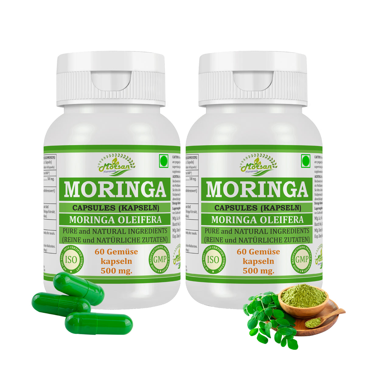 MORINGA-KAPSELN - MORINGA OLEIFERA - 60 Gemüsekapseln 500 mg.