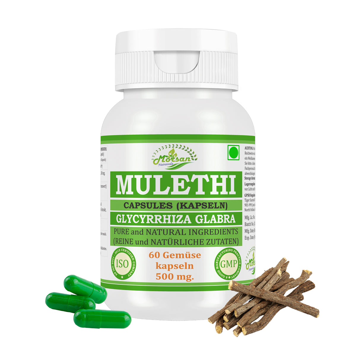 MULETHI CAPSULES (KAPSELN) - GLYCYRRHIZA GLABRA - 60 Gemüse Kapseln 500 mg.