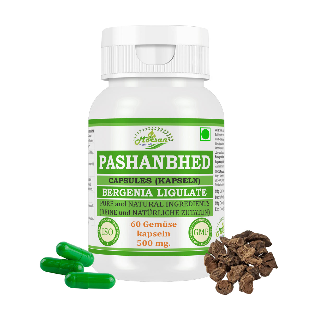 PASHANBHED-KAPSELN - BERGENIA LIGULATA - 60 Gemüsekapseln à 500 mg - REIN und NATÜRLICH