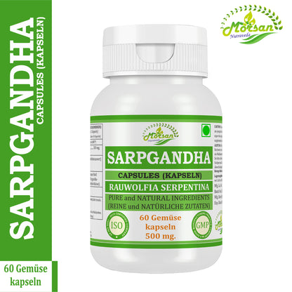 SARPGANDHA-KAPSELN - RAUWOLFIA SERPENTINA - 60 Gemüsekapseln à 500 mg.