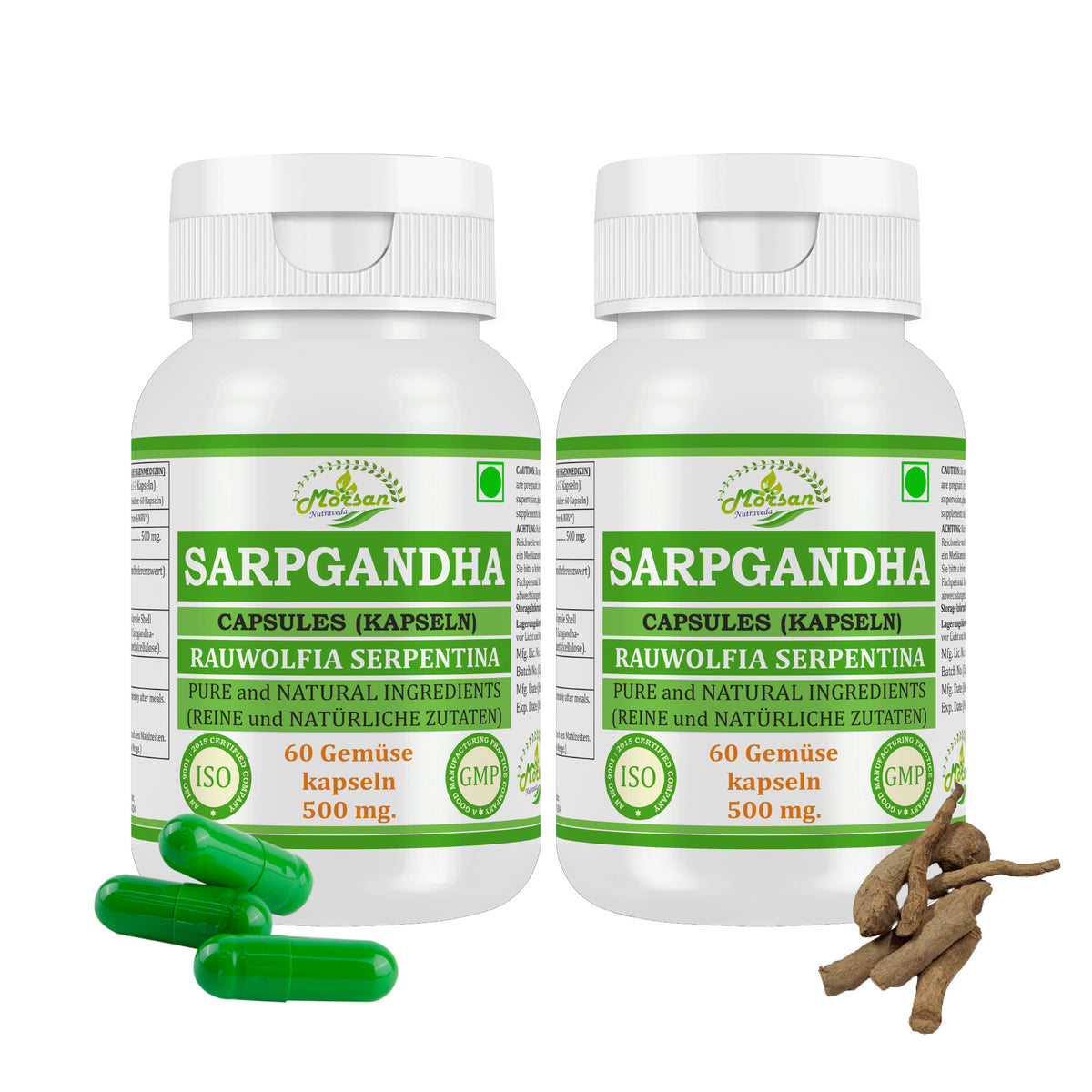 SARPGANDHA-KAPSELN - RAUWOLFIA SERPENTINA - 60 Gemüsekapseln à 500 mg.