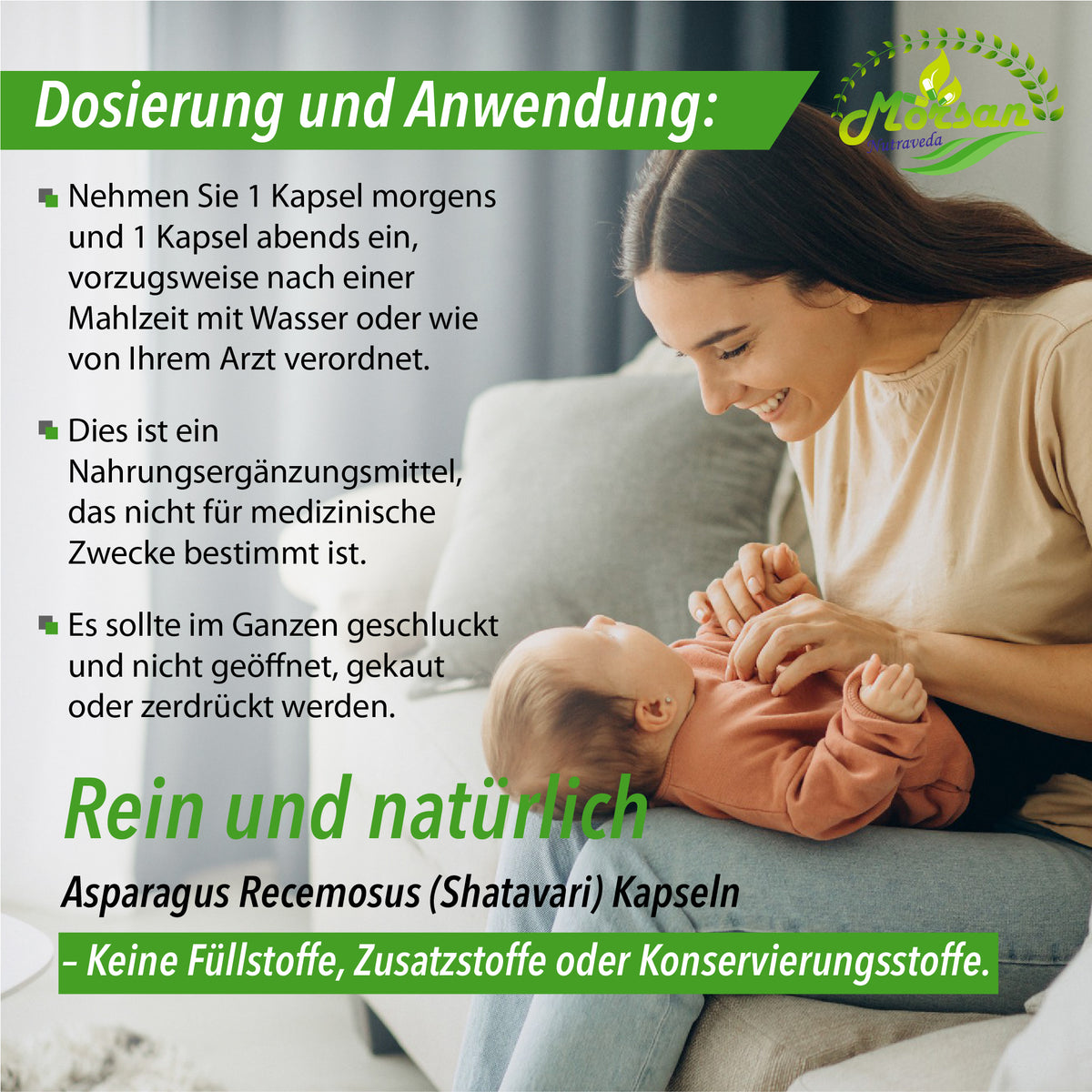 SHATAVARI-KAPSELN - ASPARAGUS RACEMOSUS - 60 pflanzliche Kapseln à 500 mg.