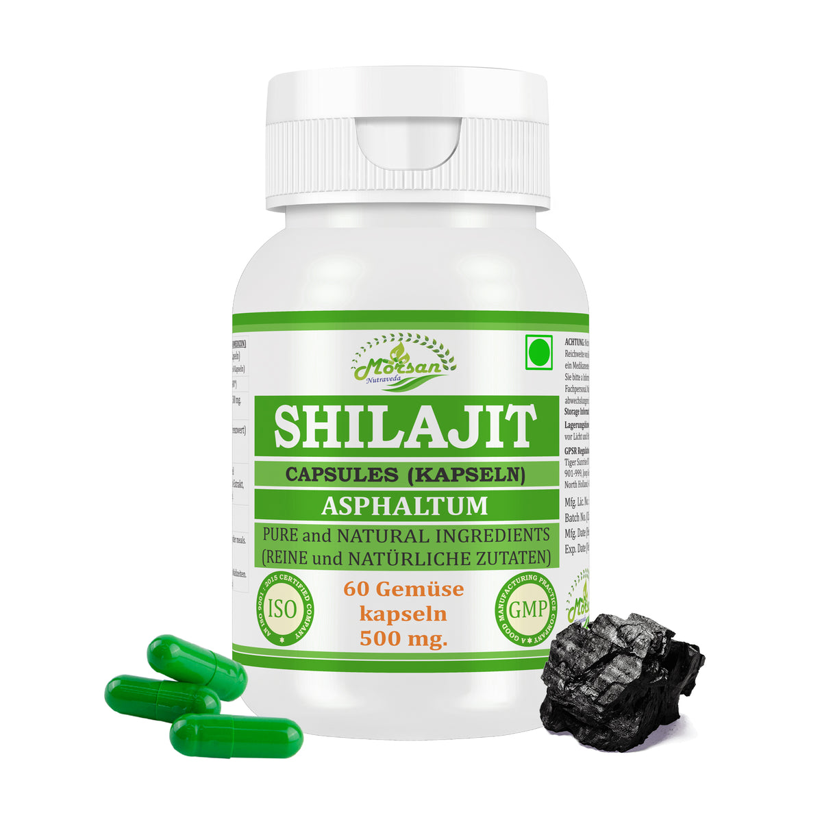 SHILAJIT-KAPSELN - ASPHALTUM - 60 pflanzliche Kapseln à 500 mg.