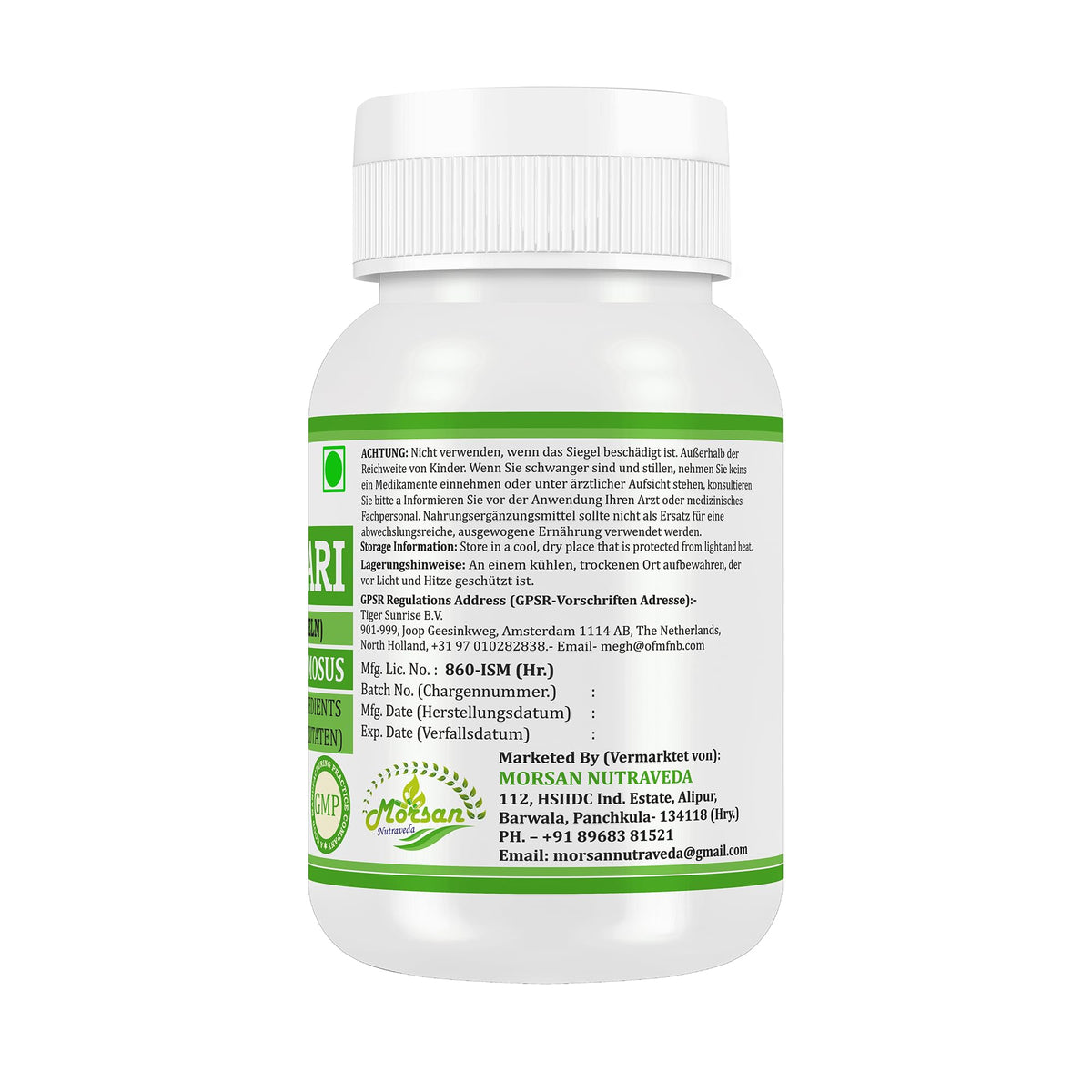 SHATAVARI-KAPSELN - ASPARAGUS RACEMOSUS - 60 pflanzliche Kapseln à 500 mg.
