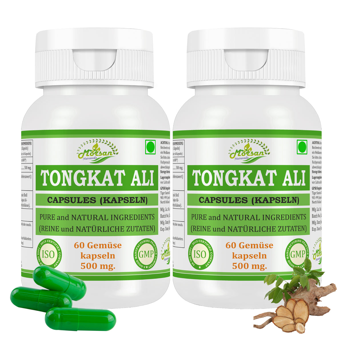 TONGKAT ALI KAPSELN - 60 Gemüsekapseln 500 mg. - REIN und NATÜRLICH