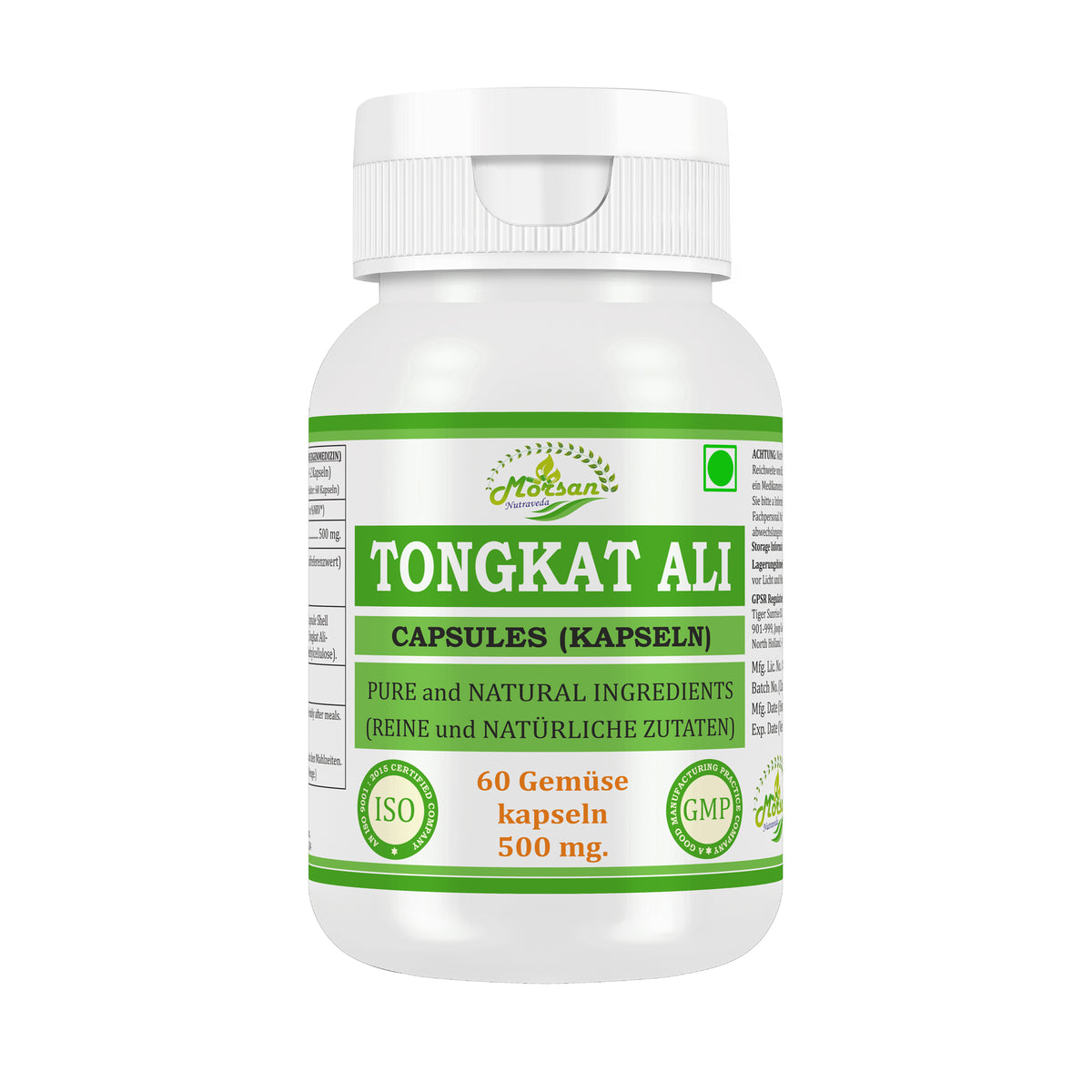 TONGKAT ALI KAPSELN - 60 Gemüsekapseln 500 mg. - REIN und NATÜRLICH