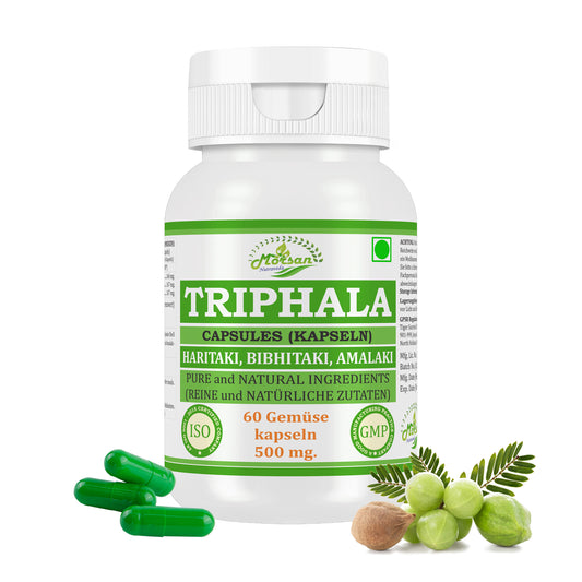 TRIPHALA-KAPSELN - HARITAKI, BIBHITAKI, AMALAKI - 60 Gemüsekapseln 500 mg.
